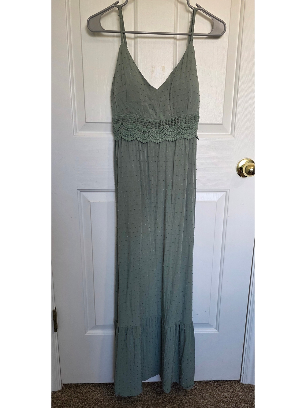 Lily Rose Sage Green Spaghetti Strap Maxi Dress